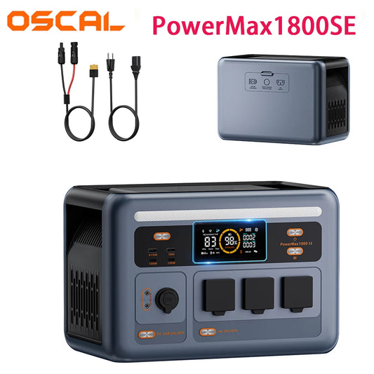 OSCAL PowerMax1800SE Portable Power Station 1800W 1024Wh Solar Generator with LiFePO4 Battery Fast Charging Smart App Control