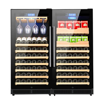 80 Bottle Wine Furniture Quiet Constant Temperature Energy Efficient Fridge with Wine Cooler for Home Office Living Room
