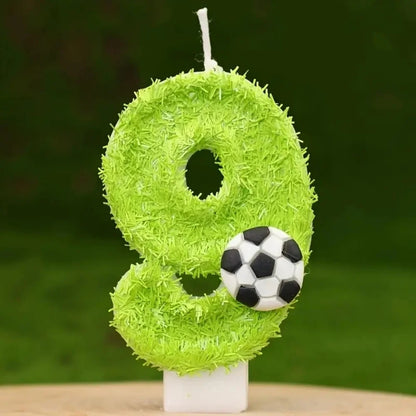 New 0-9 Number Birthday Candles Original Green Silk Football Birthday Cake Digital Party Anniversary Candle