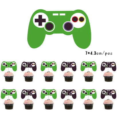 GamePad Cake Topper Happy Birthday Wedding Game on Kids Boys Party Baby Shower Cupcake Toppers Decoration Baking Supplies DIY