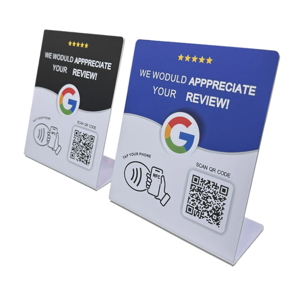 Programmable NFC215 Google Review Card NFC Station Table 13.56Mhz QR code can be independently set to link Standing Card