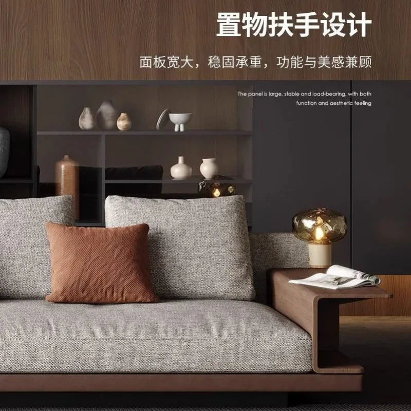 Connelly high-end cotton and linen fabric Italian living room modern simple straight row small apartment triple sofa