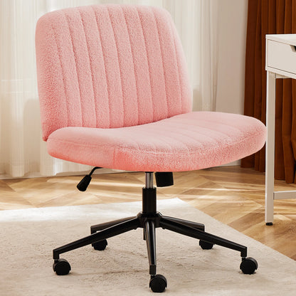 Armless Office Chair | Adjustable Swivel Seat with Casters or Foot Pads | Home, Work & Study