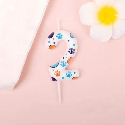 Cute Puppy Paw Print Number Birthday Cake Candle Kawaii Puppy Cake Candles Baking Individually Pack 3D Adorable Cake Decorations