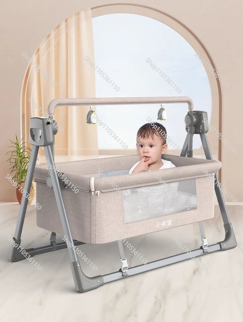 Custom Multi-function Electric Baby Rocking Cradle Bed Easy Foldable Baby Bassinet with Music Mosquito Net Electronic Baby Swing