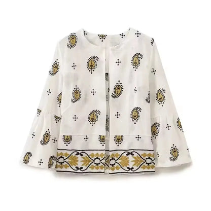 HH Women's Print 2 Piece Set Bell Sleeve Open Front Blouse & Wide Leg Pants Suit For Women Casual Daily Holiday Boho Outfits