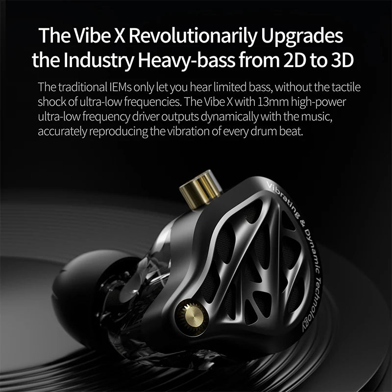 In Stock KZ Vibe X Low Frequency Vibration Earbuds HiFi IEM Deep Bass Headset Stereo Sound In-Ear Earphones for Music Gaming