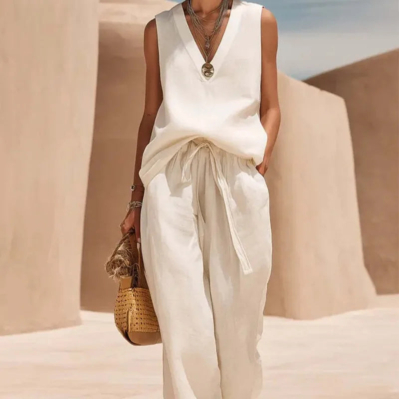 Hot Sale Women Simple Commuter Two Piece Set European Casual Short Sleeve T Shirt Wide Leg Pants Outfit