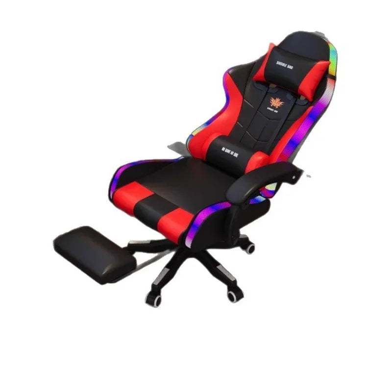 Gaming Chair Ergonomic LED Light Recliner Computer Office Chair Adjustable Lumbar Headrest Armrest Home Bedroom Gamer Chair