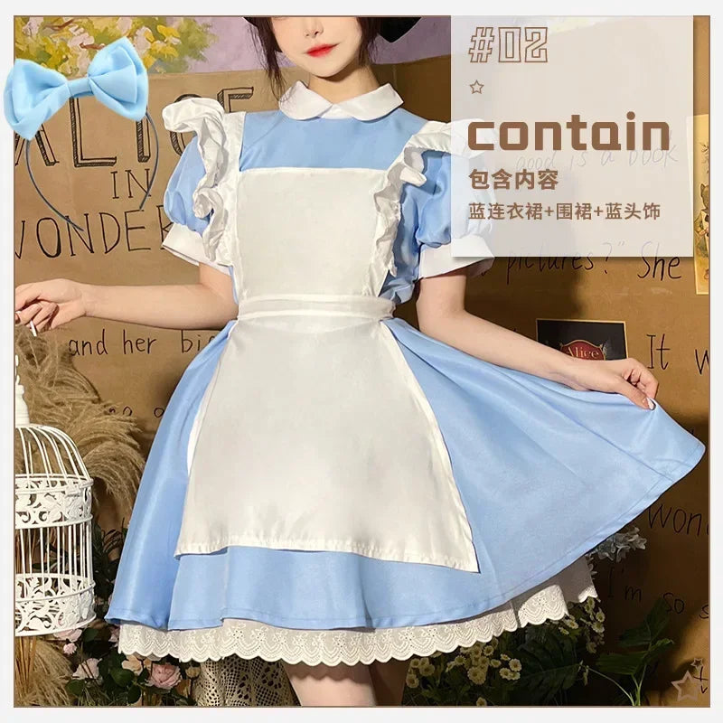 Lolita Dress Maid Apron Fantasia Carnival Halloween Costumes for Women Masquerade Party Alice In Wonderland Cosplay Costume