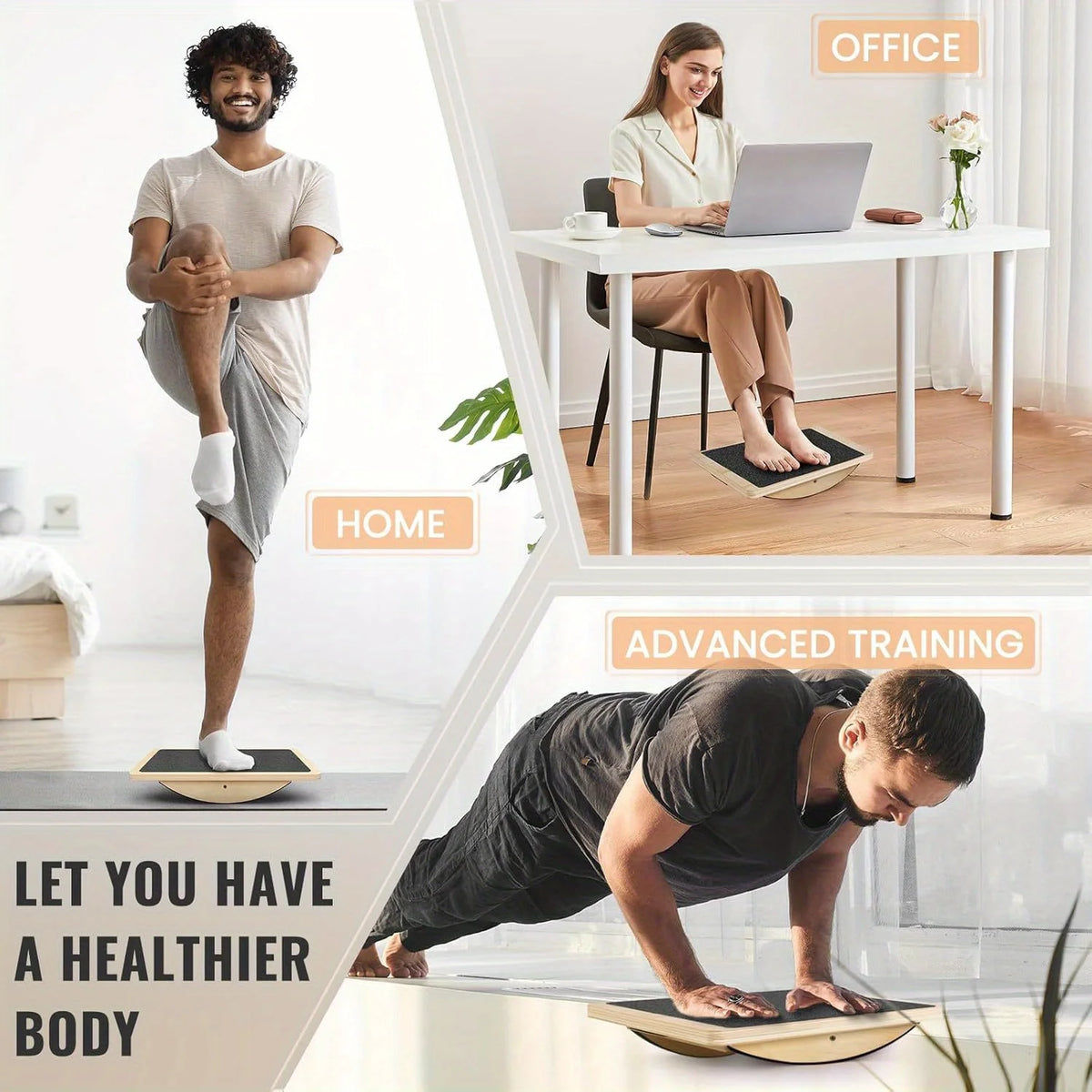 350LBS Anti-Slip Balance Board Professional Wooden Wobble Board for Adults Physical Therapy Standing Desk Core Strength Training
