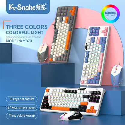 Wired Keyboard and Mouse Set，19-Key Rollover，Office/Gaming Compatible with Desktops and Laptops