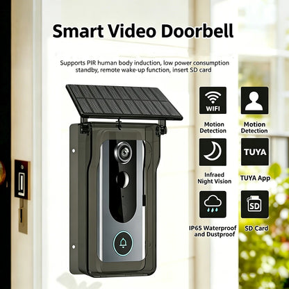 WiFi Solar Charging Wireless Video Doorbell Smart Wireless Intercom Waterproof Voice Changing Intercom Monitoring Camera
