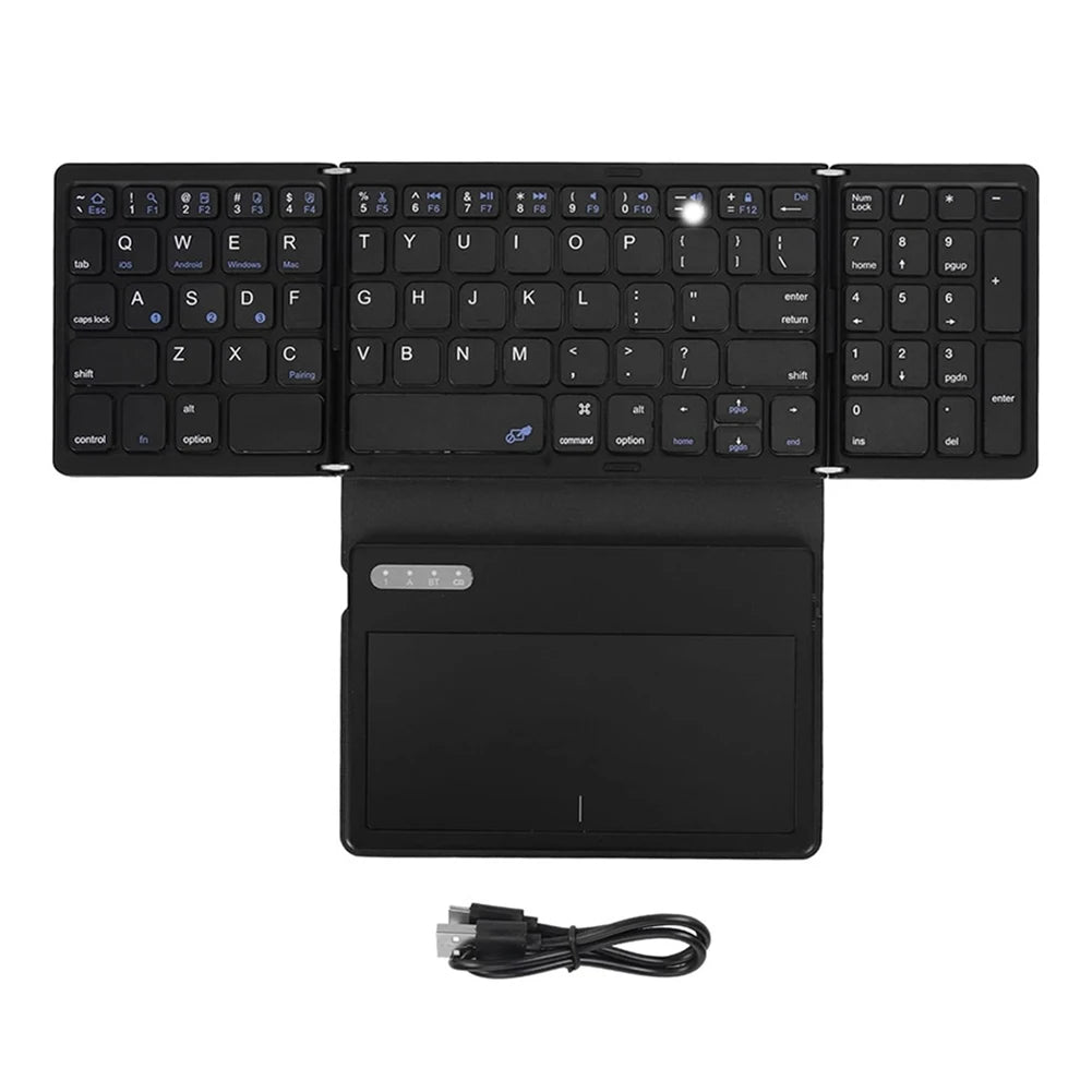 Foldable Bluetooth-Compatible Keyboard with Large Touchpad Pocket-Sized Keyboard Ultra Slim Keyboard for Android/IOS/OS/Win/HMS