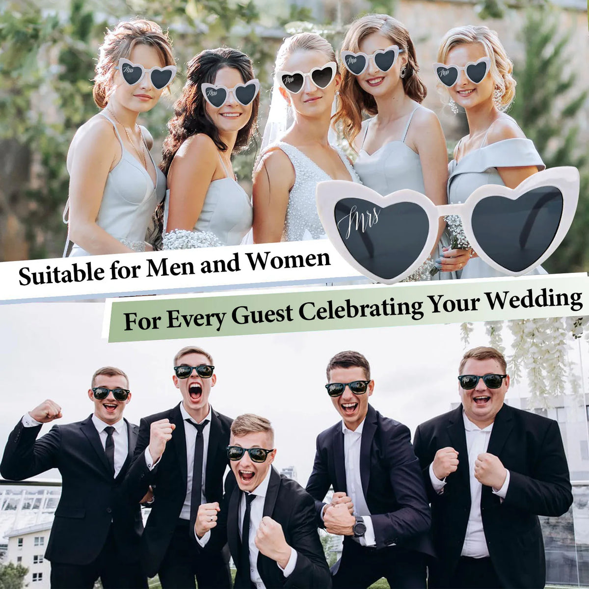 12-120 Pcs Wedding Heart Sunglasses Mr/Ms Bride Glasses Wedding Gift for Guest Bridesmaid Heart Glasses Just Married Party Favor