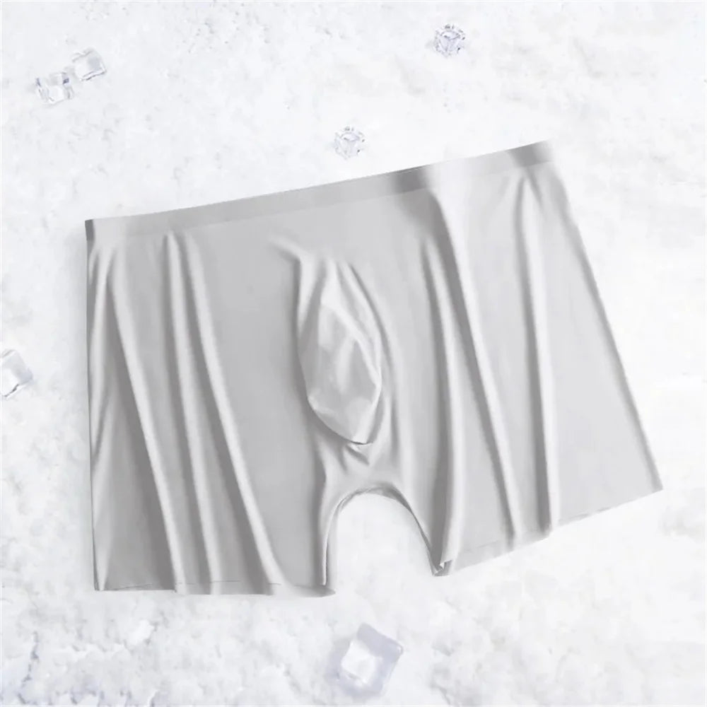 Super Lightweight Bulge Pouch Underwear Men Panties Ice Silk Boxers Seamless U Convex Trunks Male Sexy Shorts Plus Size L-XXXL