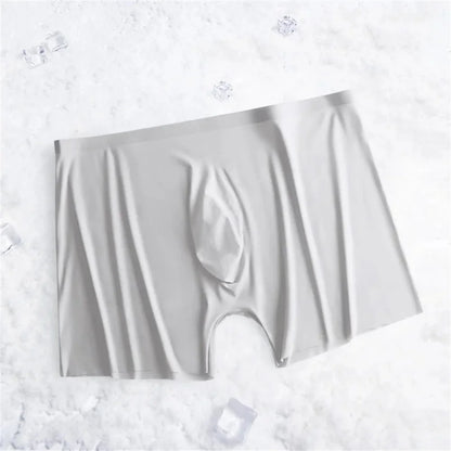 Super Lightweight Bulge Pouch Underwear Men Panties Ice Silk Boxers Seamless U Convex Trunks Male Sexy Shorts Plus Size L-XXXL