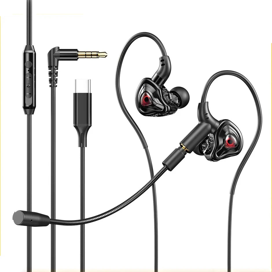 EARDECO Gaming Earbuds HD Mic Wired Headphones Bass HIFI Wired Earphone Headphone Headset Earhook Auriculares Noise Reduction