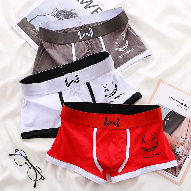 1/3/4 Pcs Mens Underwear Cotton Men Boxer Panties U-convex Man Breathable Underpants Sexy Comfort Male Boy Smiling Face Boxers