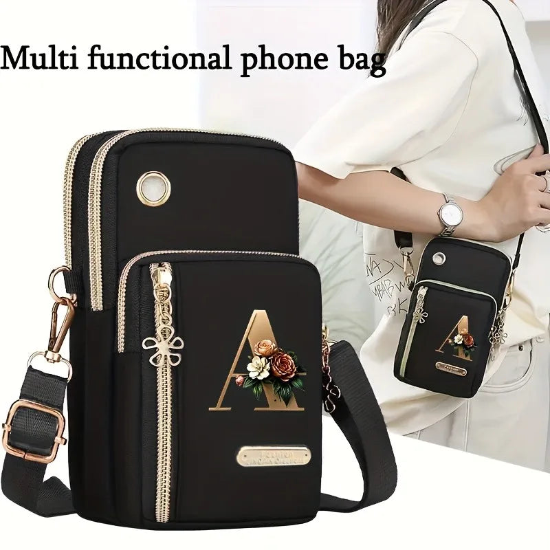 Huaben Letter Z Printed Fashion Casual Messenger Bag Change New Nylon Cloth New Mobile Phone Bag Women's Bag