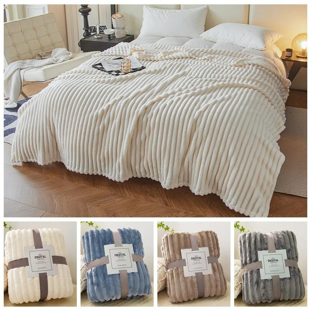 New Double Sided Warm Blanket Warm Skin-Friendly Throw Blanket Breathable Ultra Soft Bunny Blanket