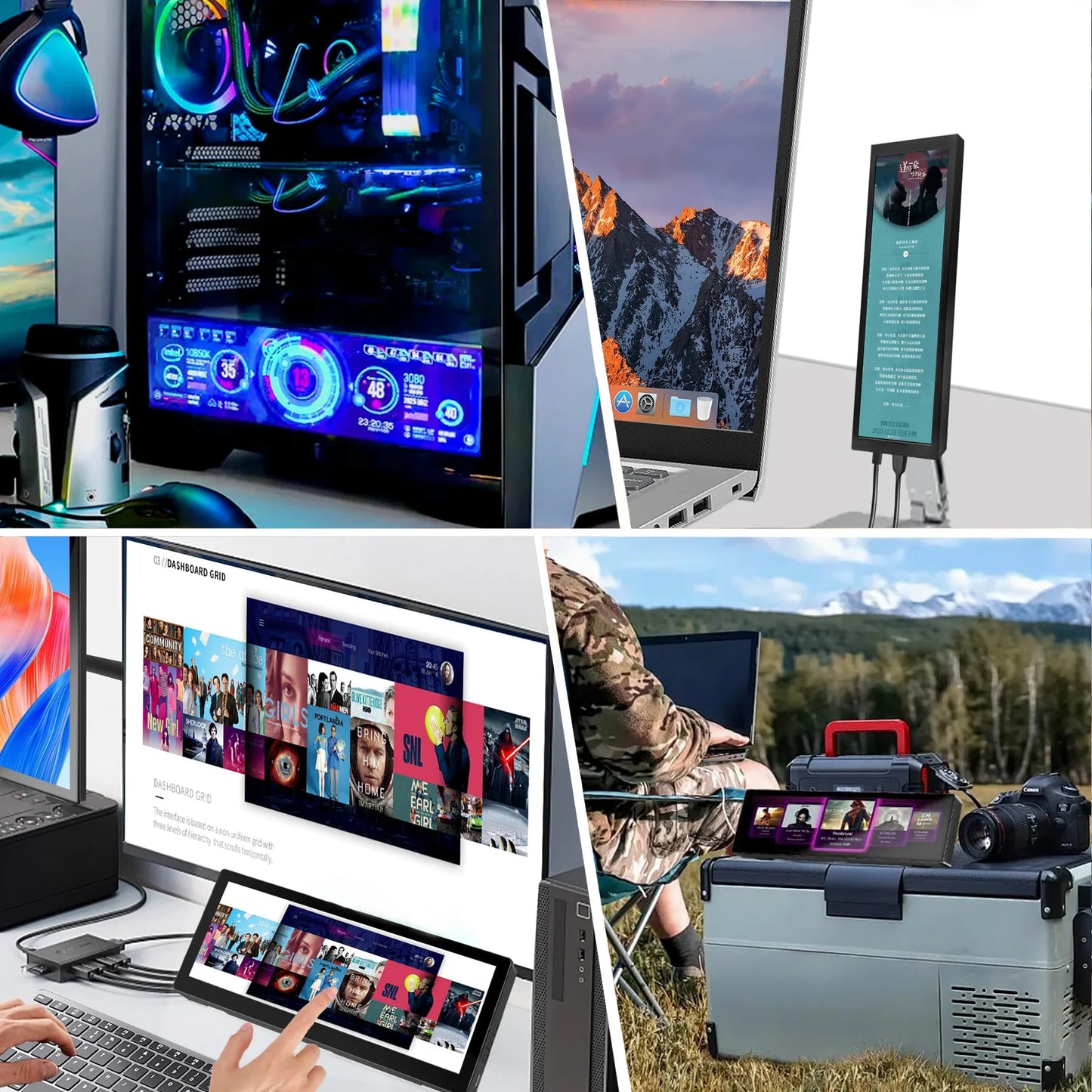 11.3/7.84/8.8 Inch Portable Monitor Long Stretched Strip Display 1920x440 IPS LCD Screen for Raspberry Pi AIDA64 PC Laptop