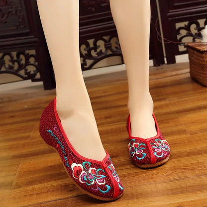 Fashion Ethnic Chinese Style Women Shoes Hanfu Single Canvas Zapatos Elegant Casual Vintage Woman Embroidered Cloth Shoes