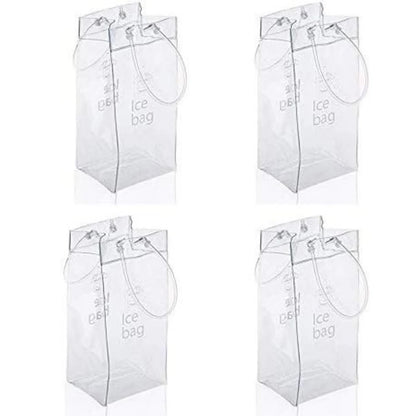 1/2/4PCS ICE Bags PVC Transparent Cooler Clear Pouch Ice Bucket Wine Champagne Bottle Chiller With Carry Handle Drink Bottle