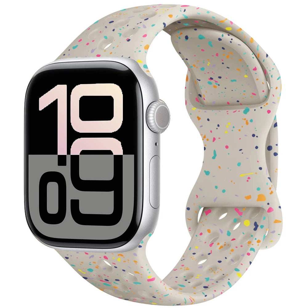 Silicone Strap For Apple Watch 11 10 9 8 7 46mm 45mm 42mm 41mm Ultra 3/2 49mm Breathable Bracelet Wristband iWatch 6 5 4 SE 44mm