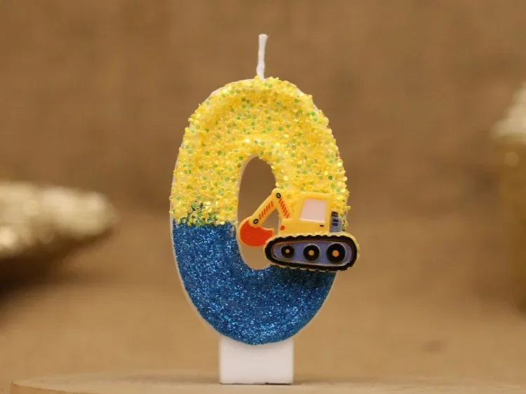 Cute Fashion Creative Engineering Car Excavator Number Birthday Cake Candle Gift Decoration Handmade Birthday Candle Boy Party