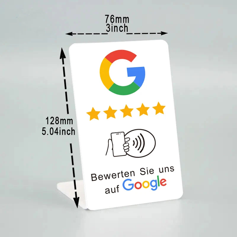 German Review Us On Google Tap Card NFC Ready To Be Activated Instantly Boost Business Reviews Google Review Tap NFC Card Tag