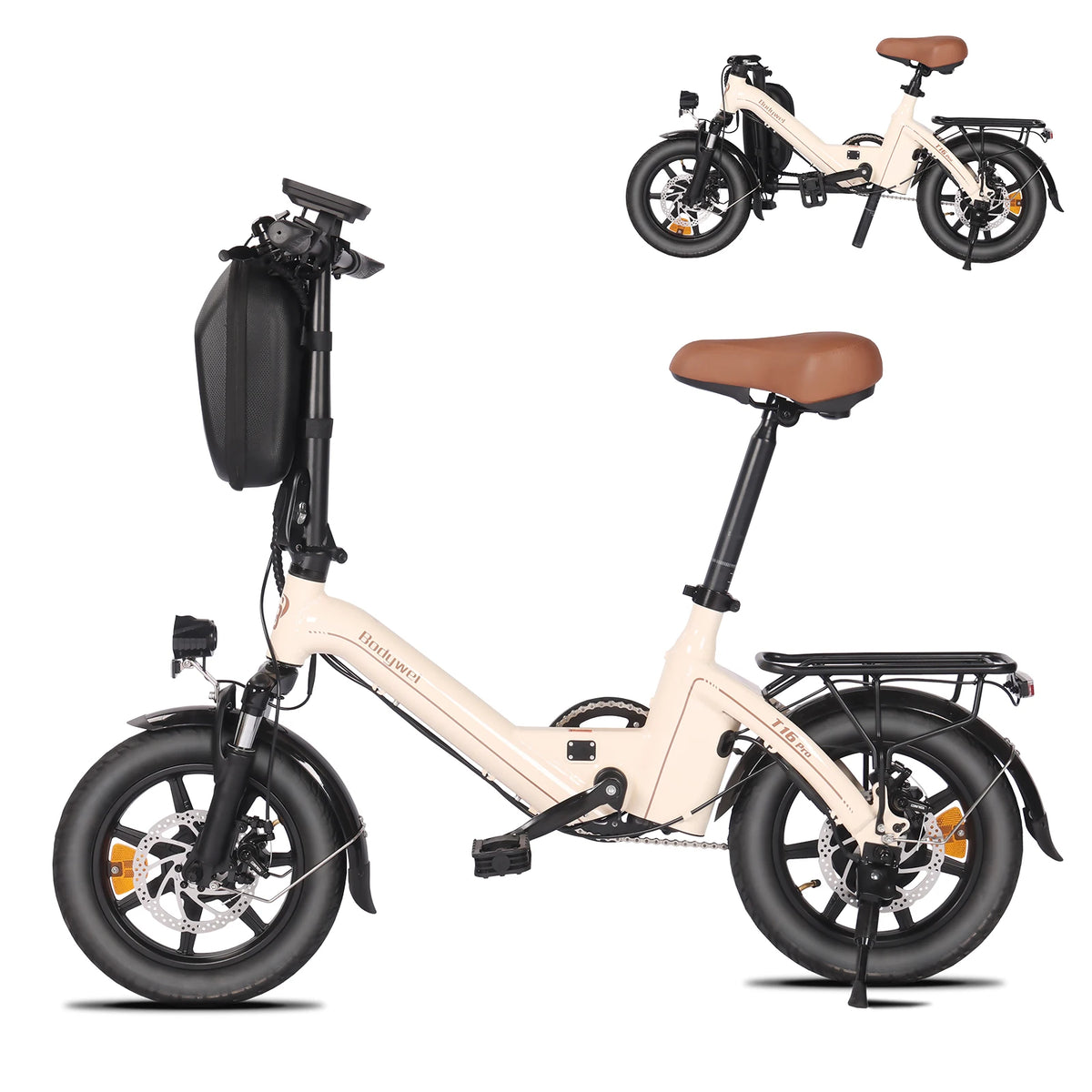 Bodywel T16Pro Folding Electric Bike | 250W Motor 14-Inch Wheels | Commuter E-Bike with Disc Brakes