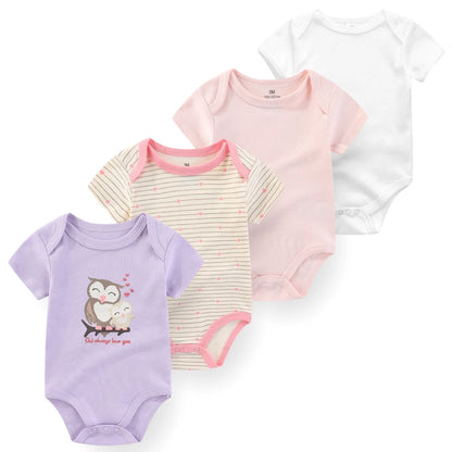 4pieces Newborn Baby Boy Clothes Cartoon Cotton Romper Summer Short
