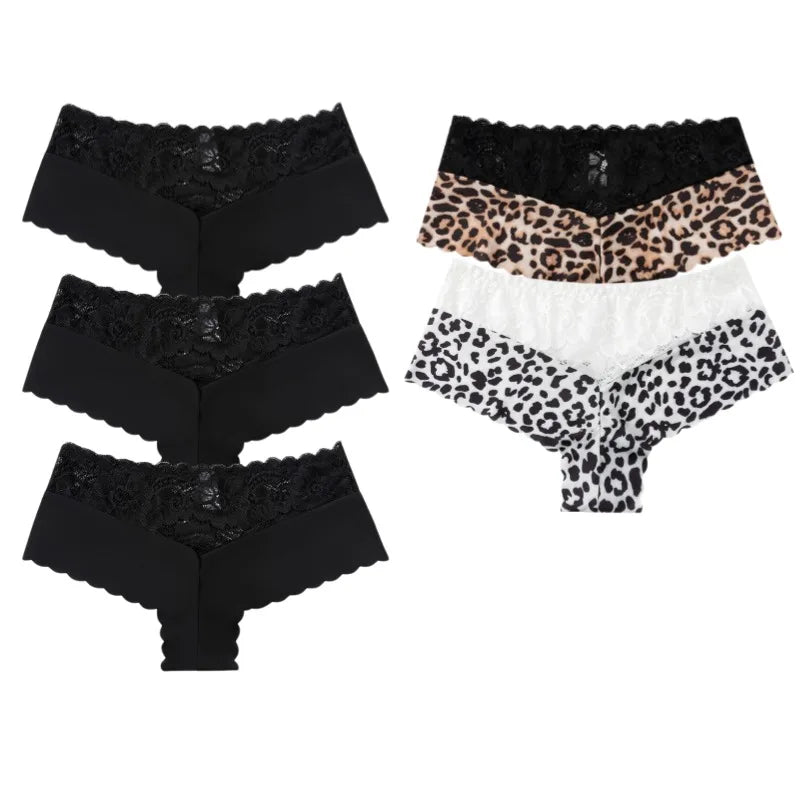 BZEL 5PCS/Set Women's Panties Sexy Lace Underwear Fashion Printing Woman Boxers Comfortable Lingerie Breathable Female Boyshorts