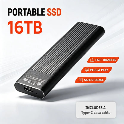 Mini Portable SSD 12TB High‑speed Authentic High‑performance for Desktop PC Mac Surveillance Monitoring Video File Data Storage