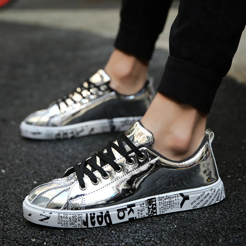 HotSale Gold Silver Sneakers Men Hip Hop Casual Unisex Shoes Tennis Luxury Running Shoes Clunky Sneakers Bigsize Streetwear Male