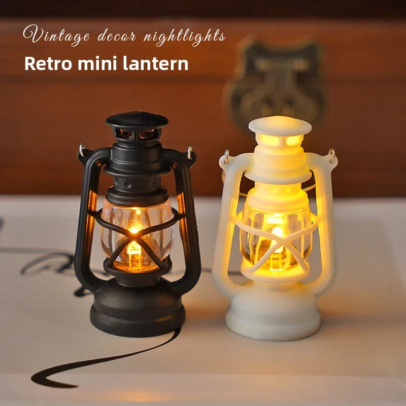 Dollhouse Mini Led Retro Glowing Pony Lantern Simulation Cande Light Night Light  Dolls Miniature oil light Lamp Home Decor Toy