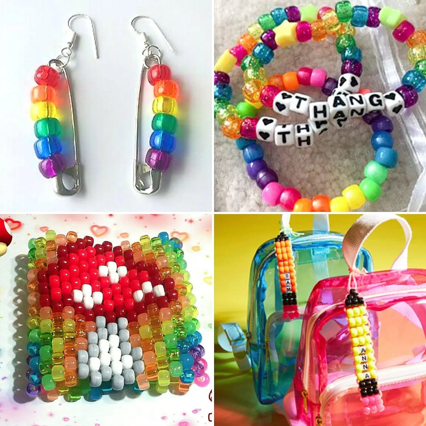 SHU YU Pony Beads for Friendship Bracelet Making Kit 24 Colors Kandi Beads Set, Plastic Rainbow Bulk and 980pcs Letter Beads wit