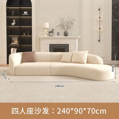 for Nordic Fabric Sofa Living Room Home Light Luxury Curved Large Sofa White Beauty Salon Hotel Lounge Sofa Chair