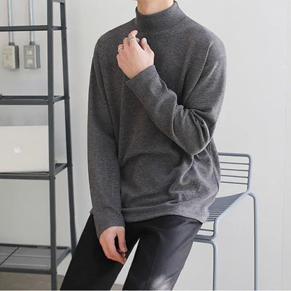Men's Thermal Turtleneck Long Sleeve Shirt Fleece Lined Warm Loose Fit Casual Pullover Soft Basic Top Autumn Winter.