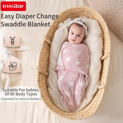 INSULAR Baby Cotton Swaddling Cloth With Caps Envelope Type Newborn Cartoon Envelope Anti-Startle Adjustable Bedding Item