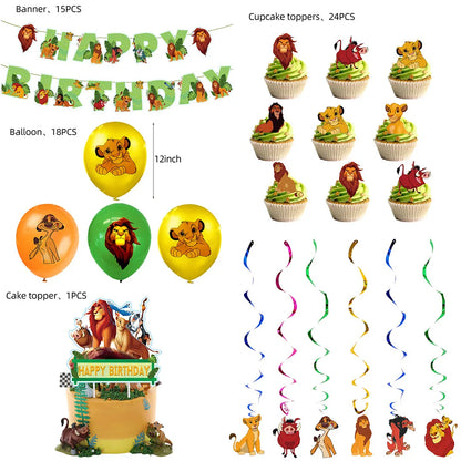 Lions Thme Boy Birthday Party Decorative Supplies Paper Cup Plates Napkin Caketopper Balloon For  Baby Shower Parties Decoration