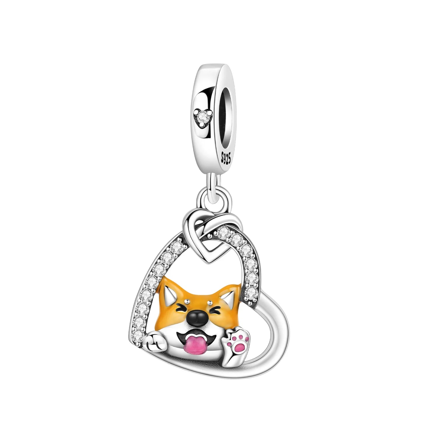 Hot Sale 925 Sterling Silver Dog Cat Cute Pet Animals Pendant Birthday Party Gift for Women Bangle Bracelet Necklace DIY Jewelry