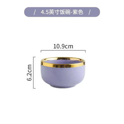 Purple Porcelain Plates Dinner Plates Dinnerware Set Luxury Food Dinner Dishes Salad Soup Bowl Ceramic Dessert Cake Plate