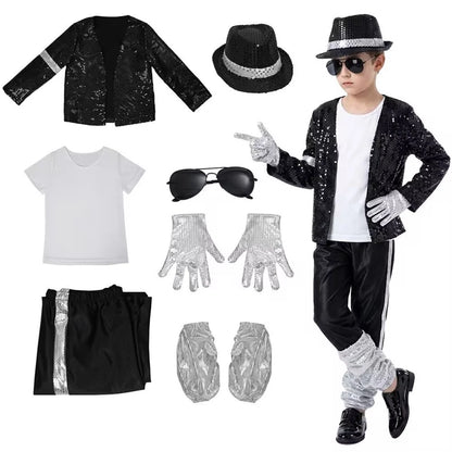 Michael Jackson Kids Clothes Halloween Cosplay Birthday Party Dance Performance Children's Costume Pop Star Boys Girls Outfits