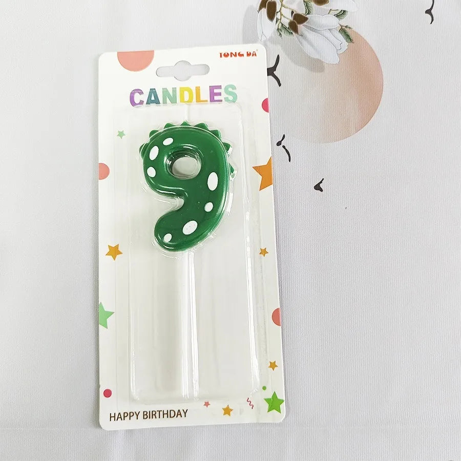 New Green Dinosaur Candle Point Pencil Candles Combination Set 0-9 Number Birthday Candles Party Anniversary Cake Decoration