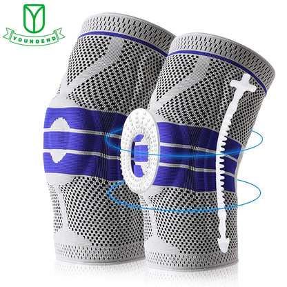 Silicone Padded Knee Pads Supports Brace Basketball Fitness Meniscus Patella Protection Kneepads Sports Safety Knee Sleeves