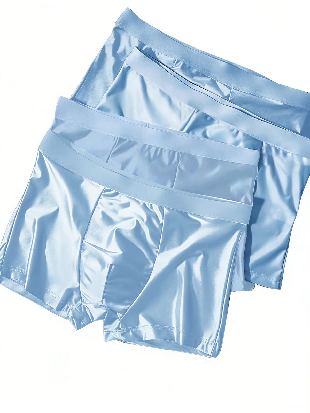 4 Pieces of Luxury Ice Silk Satin Flat Briefs, Men's Underwear, Smooth Cool Briefs, Breathable and Comfortable Fit Briefs