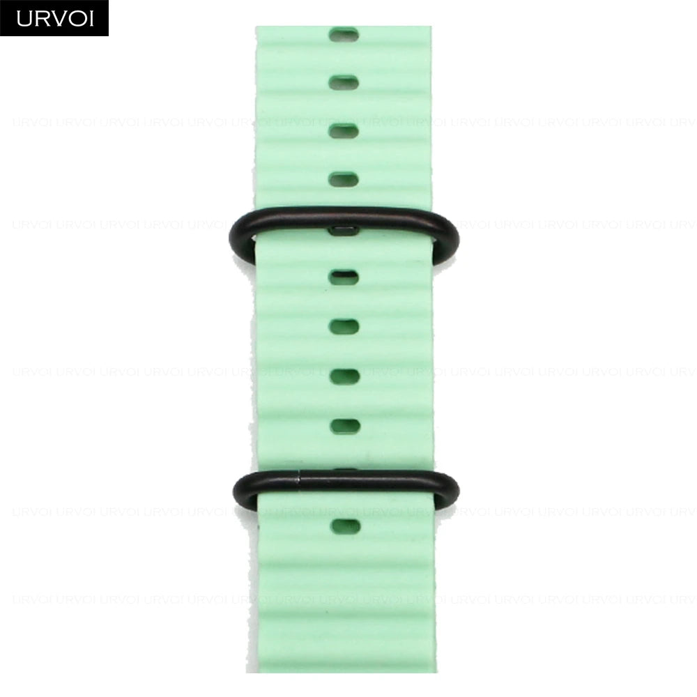 URVOI Ocean Band for Apple Watch Ultra 4 3 2 Strap Series 12 11 10 SE Sport Band for iWatch Silicone Wristband Black Buckle 49mm