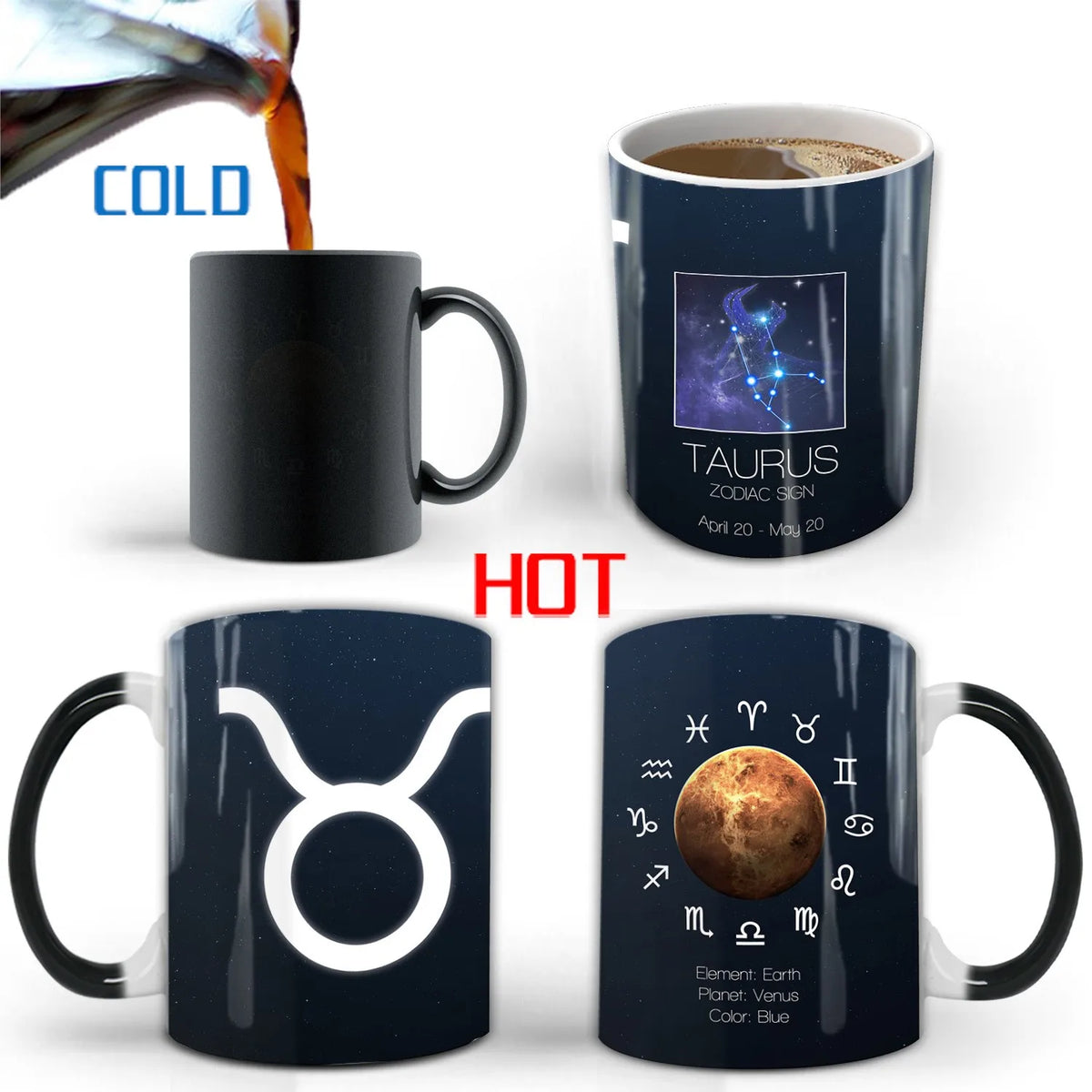 Creative Constellation Changing Color Cup Water Transfer magic Coffee Mug  friends birthday gift cup